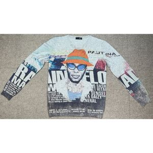 Just Cavalli Rare Mos Def Yasiin Bey 100% Wool Long Sleeve Sweater Size Medium